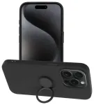 Silicone Ring telefoni &uuml;mbris alusega iPhone 15 Pro must