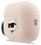 Silikoonist kaitse&uuml;mbris Karl Lagerfeld 3D Logo NFT Choupette Head AirPods Pro 3 k&otilde;rvaklappidele, roosa