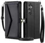 Leather raamatut&uuml;&uuml;pi telefoni &uuml;mbris rihmaga alusega Samsung Galaxy A56 (A566) must
