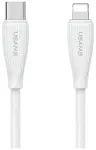Professionaalne USAMS Green Series SJ717 andmeside- ja laadimiskaabel | USB-C kuni Lightning | 30W | 1m | valge