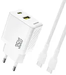 Dudao A27MaxCEU travel charger | 35W | PD, QC | USB-A, USB-C | with USB-C to USB-C cable included | white