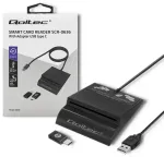 Qoltec Intelligent Smart ID chip card reader SCR-0636 | USB 2.0 + USB-C Adapter