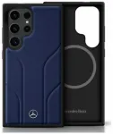 Etui Mercedes Leather Debossed Lines   MagSafe do Samsung Galaxy S25 Ultra niebieski