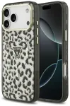 Guess IML Leopard Glitter Triangle Logo telefoni &uuml;mbris MagSafe toega telefonile iPhone 18 Pro Max | iPhone 17 Pro Max must