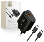 Tech-Protect NCA45W-GAN reisilaadija | 45W | PD, QC, GaN | USB-C, USB-A | USB-C kuni USB-C kaabliga komplektis | must