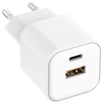 Setty LSGaN-AC-200 reisilaadija | 20W | GaN | USB-A, USB-C | valge
