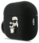 Silikoonist kaitse&uuml;mbris Karl Lagerfeld 3D Logo NFT Karl and Choupette AirPods Pro 3 k&otilde;rvaklappidele, must