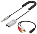 Qoltec Juhtmevaba helivastuv&otilde;tja adapter HiFi koju ja autosse | Bluetooth 6.0 | 2 x RCA | 1 x AUX 3.5mm | USB | Mikrofon