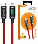 KAKUSIGA KSC-599 andmeside- ja laadimiskaabel | USB-C kuni Lightning | 20W | LED-ekraaniga | 1.2m | punane
