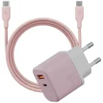 ENERGEA GoPort Velox Kit reisilaadija | 35W | GaN | USB-C, USB-A | USB-C kuni USB-C kaabliga komplektis | roosa