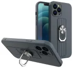 Ring Case silicone case with finger grip and stand for Samsung Galaxy S21 Ultra 5G dark blue