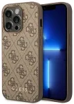 Guess GUHCP14LG4GFBR 4G Metal Gold Logo telefoni &uuml;mbris iPhone 14 Pro pruun