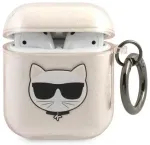 "Karl Lagerfeld TPU Glitter Choupette Head Case" &uuml;mbris Airpods 1|2 jaoks, kuldne