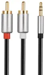 Libox LB0092 3.5mm Premium Stereo Jack uz 2x RCA Audio Vads 1.5m 24K apzeltīti konektori Melna