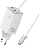 USAMS JC Series CC266 v&otilde;rgulaadija | 65W | GaN | USB-C, USB-A | valge