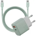 ENERGEA GoPort Velox reisilaadija | 35W | GaN | USB-C, USB-A | USB-C kuni USB-C kaabliga komplektis | roheline
