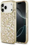 Guess IML Leopard Glitter Triangle Logo telefoni &uuml;mbris MagSafe toega iPhone 18 Pro | iPhone 17 Pro pruun