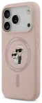 Karl Lagerfeld Liquid Silicone Karl and Choupette telefoni &uuml;mbris MagSafe toega iPhone 18 Pro roosa