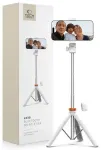 Tech-Protect L03S Bluetooth selfie stick with remote control, tripod up to 148cm and 180 head - white