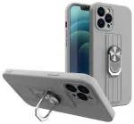 Ring Case silicone case with finger grip and stand for Samsung Galaxy S21 Ultra 5G silver
