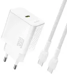 Dudao A27PCEU reisilaadija | 30W | PD, GaN | USB-C | USB-C kuni USB-C kaabliga komplektis | valge