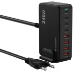Wozinsky WSL-240 reisilaadija | 240W | PD, QC, GaN | USB-C, USB-A | must