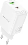 Borofone BN30 reisilaadija | 45W | GaN, PD, QC | USB-A, USB-C | USB-C kuni USB-C kaabliga komplektis | valge