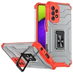 H&uuml;briidne kaitse&uuml;mbris Crystal Ring Case s&otilde;rmus-tugijalaga telefonile Samsung Galaxy A72 4G, punane