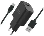 XQISIT charger reisilaadija | 12W | USB-A, USB-C | USB-A kuni USB-C kaabliga komplektis | must