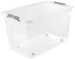 Ratastel kaanega kast clipbox Leo 59x38x35,5cm 56L l&auml;bipaistev