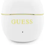 Guess Gold Line Glossy Classic Logo TWS Wireless Earphones White