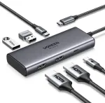 Ugreen CM498 6-in-1 dokkimisjaam USB-C kuni USB-A 3.0 | USB-C 3.0 | 2x HDMI | 100W