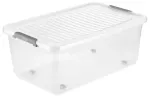 Ratastel kaanega kast clipbox Leo 59x38x24cm 37L l&auml;bipaistev