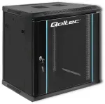 Qoltec RACK seinale kinnitatav kapp 19" | 12U | 600 x 635 x 450 | Karastatud uksed | Riputatav | Terasest korpus | Lukk | Must