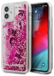 Karl Lagerfeld KLHCP12SROPI Liquid Glitter Charms telefoni &uuml;mbris iPhone 12 Mini roosa