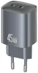 USAMS CC305 T66 travel charger | 45W | GaN | 2xUSB-C | gray