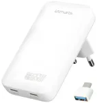 4smarts FlatPlug Slim Dual reisilaadija | 65W | GaN | USB-C | valge