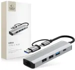 Tech-Protect HB03 5-in-1 USB-jaotur | USB-C ja USB-A kuni USB 2.0, USB 3.0, USB-C, RJ45 | hall