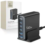 TECH-PROTECT DC140W v&otilde;rgulaadija | 140W | GaN, PD140W, QC3.0 | USB-A | must