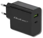 Qoltec Charger reisilaadija | 45W | PD | USB-C, USB-A | must
