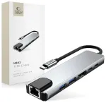 Tech-Protect HB02 6-in-1 USB-jaotur | USB-C kuni USB 2.0, USB 3.0, USB-C, HDMI, RJ45 | 100W | hall