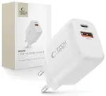 Tech-Protect NCA20 travel charger | 20W | PD, QC | USB-A, USB-C | white