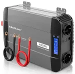 Qoltec puhas siinusinvertor | 12V kuni 230V | 2000/4000W | LCD | USB | USB-C | &Uuml;hildub LiFePO4 GEL AGM-iga