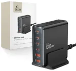 TECH-PROTECT DC80W v&otilde;rgulaadija | 80W | GaN, PD, QC3.0 | USB-A | must