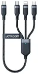 Joyroom S-A18 3-in-1 andmeedastus- ja laadimiskaabel | USB-A kuni Lightning, USB-C, Micro USB | 1.2m | must
