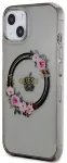 Guess PC|TPU Flowers Ring Glossy Logo telefoni &uuml;mbris alusega ja MagSafe toega iPhone 13 must