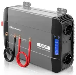 Qoltec puhas siinusinvertor | 12V kuni 230V | 1500/3000W | LCD | USB | USB-C | &Uuml;hildub LiFePO4 GEL AGM-iga
