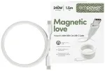 PanzerGlass Empower Magnetic andmeedastus- ja laadimiskaabel | USB-C kuni USB-C | 240W | 1.5m | h&otilde;bedane, valge
