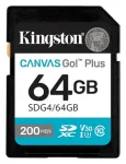 Kingston m&auml;lukaart 64GB SDXC Canvas Go Plus Gen4 200MB/s C10 UHS-I U3 V30