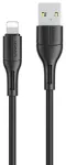 USAMS SJ500USB01 andmeside- ja laadimiskaabel | USB-A kuni Lightning | 10W | 1m | must